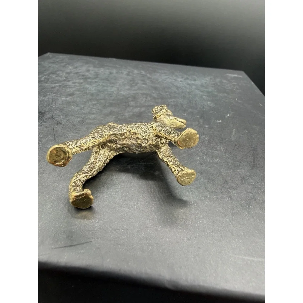 🐩✨ Mini Poodle Brass Figurine Vintage Gold Tone Dog Statue Collectible 🐾